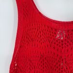 C&C California  Red Crochet Knit Coverup Dress size Large Sleeveless Tank Scoop Photo 3