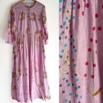 Soler Romantic III Pink Lolita Print Cotton Maxi Dress S/M Whimsical Photo 1