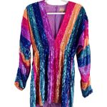 Show Me Your Mumu Kidman Mini Dress in Neon Stripe Sequins S Photo 3