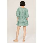 RHODE Green Printed 100% Cotton Hourglass Square Neck Daya Mini Dress Size 6 Photo 3