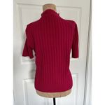 Van Heusen  Cotton Tie Front Knit Short Sleeve Ruffle Trim Raspberry Sweater Sz S Photo 1