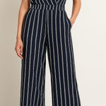 Anthropologie Dolan Navy Striped Canovas Cotton Wide Leg Jumpsuit Photo 0