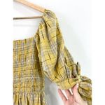&merci & Merci Women's Yellow Plaid Smocked Babydoll Dress sz Small Puff Sleeve Preppy Photo 4
