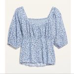 Old Navy Floral Puff-Sleeve Smocked Button Down Blouse Size S Photo 2