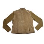 Coldwater Creek Suede Full Zip Jacket Size Med Laser Cutout Knit Ribbed Sleeves Photo 1