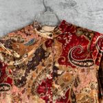 Soft Surroundings Shirt Orange Montaigne Paisley Velour Button Down Tunic Small Photo 3