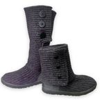 UGG  Australia Classic Cozy Knit Button Boots Blue/Gray Knit Sweater Boots Sz 7 Photo 1