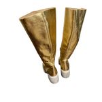 Free People Metallic Gold Shiny Essential Tall Slouch Block Heel Boots Size 7.5 Photo 4