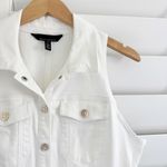 White House | Black Market WHBM Denim Halter Sheath Dress in White Size 14 Photo 6