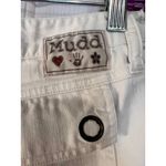 Mudd Jeans Women's White Shorts Three Button Snap Size 5 Waist Sides are Cut Photo 2