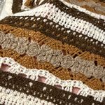 Ultra Pink  Brown and Cream Striped Crochet Top Photo 4