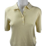 Uniqlo  Cream Yellow Knit Collared Short Sleeve Crop Polo Sweater Shirt Top Sz S Photo 0