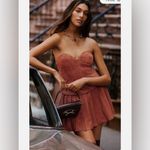 Anthropologie NWT Mare Mare Strapless Corset pleated Suede Brown Mini Dress M!! Photo 1