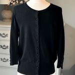 Audrey & Grace Black Cardigan Lightweight Dressy Sweater Petite Medium Solid Photo 11