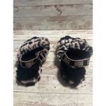 UGG  Fluff Yeah Leopard Slippers Women's Size 5.5 6 Kids 4 Fluffy Pink Black Photo 4