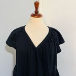 Old Navy Women Black Gathered Loungewear V-Neck Dress Size L 100% Cotton Photo 1