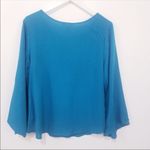 Veronica & Stella Teal Embroidered Keyhole Top Coastal Grandma Bohemian Blue Size M Photo 2