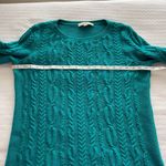 Loft Large Blue-Green Cotton Blend Crewneck Cableknit Sweater Photo 6