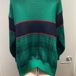 Vintage Preppy Green & Navy Plaid Knit Cardigan Photo 10