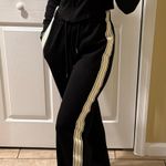 Two piece tracksuit crop jacket high waist pants track pants joggers 2 piece set Black Photo 1