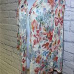 J JILL Linen Blend Watercolor Floral Print Duster Cardigan Sweater Colorful Sz M Blue Size M Photo 4