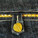 Cache  Bootcut Jeans Dark wash Mid rise Gold Accents Womens 6 Y2K Stretchy Photo 12