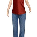 Vince . Draped Satin Halter Blouse, Red, Medium Photo 7