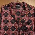 Sam Edelman Patterned Button Down Silky Vneck Top Size Medium Photo 1