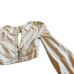 Majorelle  Twist Front Crop Top Tan Long Sleeve Shirt Blouse Size Small Women's Photo 4