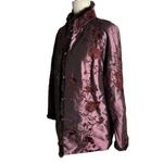 Buttons Embroidered Asian Style Coat Jacket M Purple Rabbit Trim Frog  Pockets Photo 2