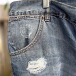 Victoria Secrets London Jean Button Fly Distressed Denim Shorts Blue Size 14 Photo 1