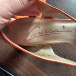 Caressa Vintage Suede Sling Back Laser Cut Heels Burnt Orange 8.5 Photo 7