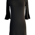 Gerard Darel  Paris Black Knit Dress 3/4 Bell Sleeves Round Neck Size 1 Small Photo 0