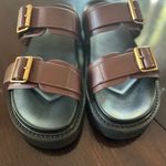 Princess Polly Brown Sandals with Gold Accents adjustable straps size 10 Photo 1
