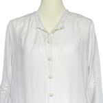 Johnny Was  White Embroidered Long Sleeve Sheer‎ Blouse Sz M Photo 2
