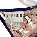 Reiss  Esther Blush Pink Navy Blue Embroidered Lace Dress size 8 Photo 3