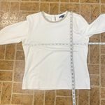 Nautica White Sparkly Neckline Long Sleeve Top Photo 9