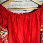 Free People Red Fleur Du Jour off the shoulder embroidered floral dress small Photo 8