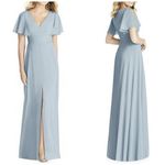 Social Bridemade v neck maxi dress front slit Sz 6 Gray Photo 1