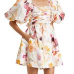 Aje Dasia Puff Sleeve Cotton Minidress In Desert Rose, SIZE 8 US White Photo 1