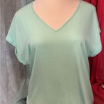 Candie's Mint Green V-Neck Women's Top Photo 0