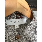 Peplum‎ Puff Sleeve Button Down Horse Shirt Size Large Brown Photo 5