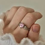 Pink Heart Promise Ring Silver Girly “Constanta” Elegant Coquette Blush Jewelry Photo 2