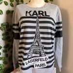 Karl Lagerfeld  Gray and Black Eiffel Tower Sweater Photo 0