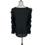 1. State  Blouse Small Black Ruffle Long Sleeve Workwear Preppy‎ Chic Photo 4