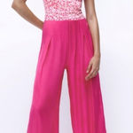 ZARA ‎ New Pink/White Printed Corset Sweetheart Neckline Corset Bodysuit Size S Photo 0