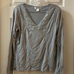 August Silk  Grey Lace Accent Long Sleeve Top Small Photo 0