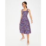 Boden Sabina Midi Dress Size 12R Blue Floral Aline Sleeveless Preppy Cocktail Photo 1