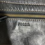 Fossil  Harper flap crossbody bag black leather brown leather strap medium size Photo 12
