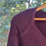 Sandro Women's Burgundy Ribbed Knit Long Sleeve Mini Dress Size XS Photo 4